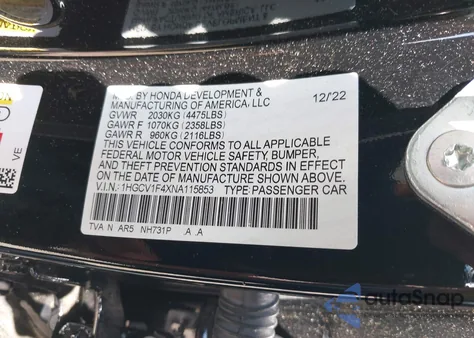 2022 Honda Accord Sport Special Edition z USA, uszkodzony, nr VIN 1HGCV1F4XNA115853